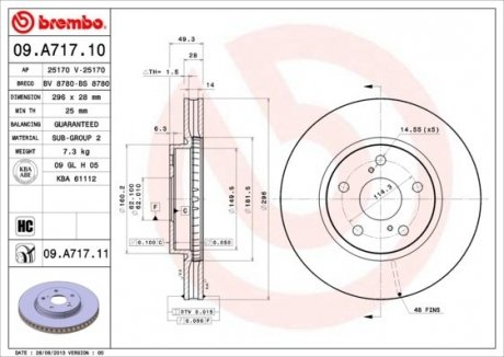 Тормозной диск BREMBO 09.A717.11 (фото 1)