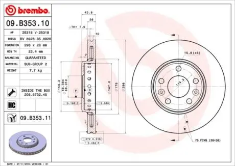 Тормозной диск BREMBO 09B35310