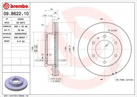 Гальмівний диск BREMBO 09.B622.10 (фото 1)