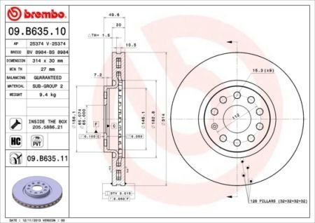 Гальмiвний диск BREMBO 09.B635.11