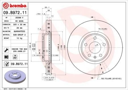 Тормозной диск BREMBO 09.B972.11