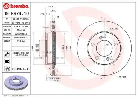 Тормозной диск BREMBO 09.B974.11
