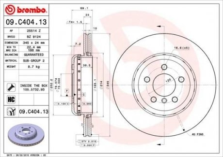 Тормозной диск BREMBO 09.C404.13 (фото 1)