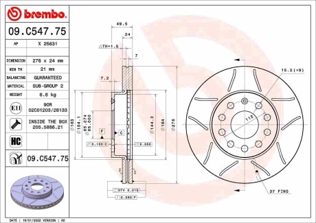 Гальмівний диск BREMBO 09.C547.75