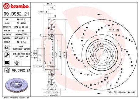 Гальмівний диск BREMBO 09.D982.21