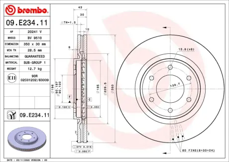 Диск гальмівний BREMBO 09.E234.11