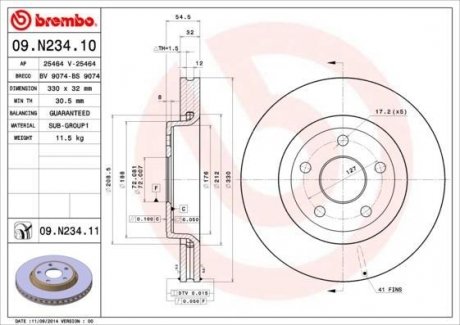 Тормозной диск BREMBO 09.N234.11