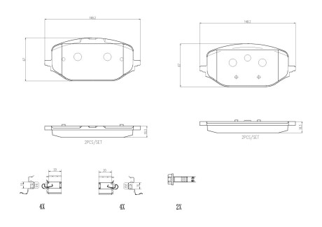 Комплект гальмівних колодок з 4 шт. дисків BREMBO P61142
