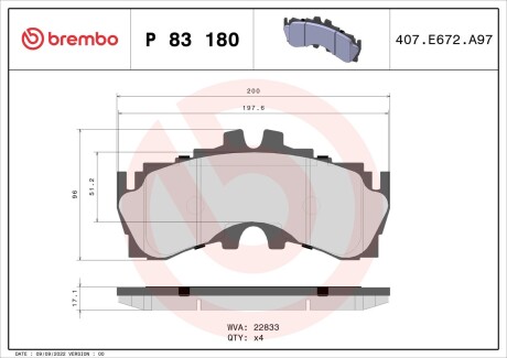 Гальмівні колодки BREMBO P83 180