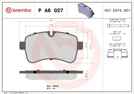 Тормозные колодки BREMBO PA6 027