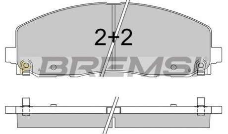 Тормозные колодки перед. Fiat Freemont 11-/Dodge Caravan 08- (183x63.2x19.5) Bremsi BP3543 (фото 1)