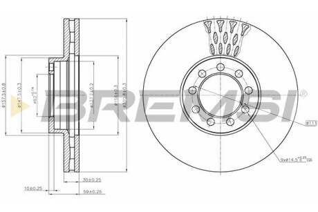 Тормозной диск перед. Daily IV 60C 06- (301x30) Bremsi CD5329V