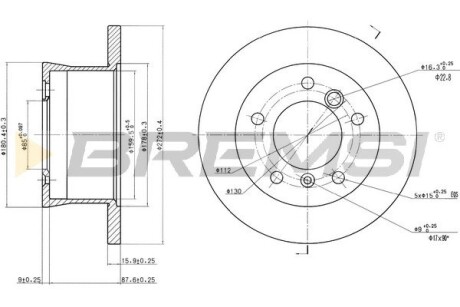 Тормозной диск зад. Sprinter 308-316 96-06 (272x16) Bremsi CD6932S