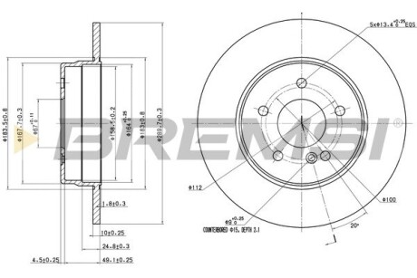 Гальмівний диск зад. Mercedes W210 95-02 (290x10) Bremsi CD6963S