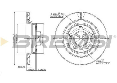 Тормозной диск зад. BMW 3 (E46) 98-05 (294x19) Bremsi CD7073V