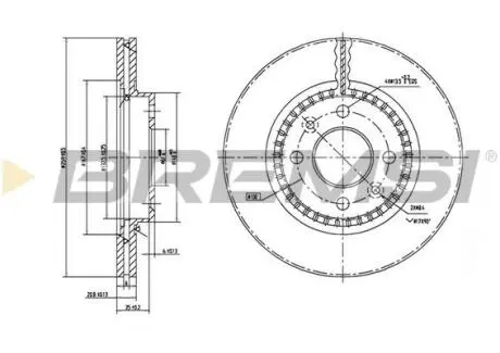 Тормозной диск перед. Kangoo/Clio I/II//Logan/Megane 97- (+ABS) (259x20.6) Bremsi CD7096V