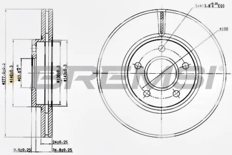 Тормозной диск перед. connect 02- (278x24) Bremsi CD7172V