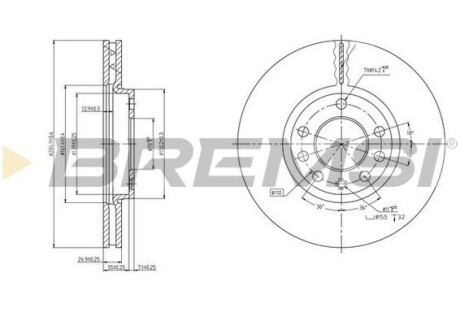 Тормозной диск перед. vectra c/signum 02- (285x25) (вент.) Bremsi CD7191V