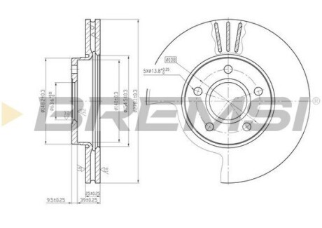 Гальмівний диск перед. Ford C-Max 07-10/Focus 04-11 (278x25) Bremsi CD7222V