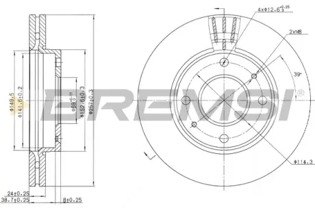 Гальмівний диск перед. Cerato/Elantra/Lantra/Matrix (00-21) Bremsi CD7270V