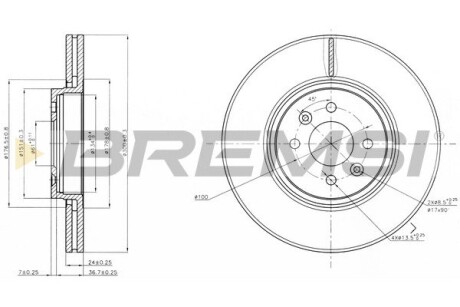 Гальмівний диск перед. Renault Scenic 03- (вент.) (300x24) Bremsi CD7513V