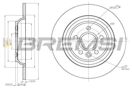 Гальмівний диск задн. INSIGNIA A/VOLVO XC70 II 1.4-3.2 07-17 Bremsi CD7720S