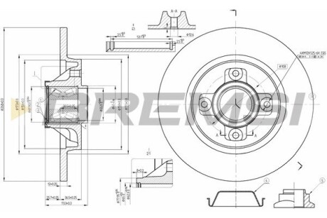 Гальмівний диск зад. Berlingo/Partner 08- (з підшипником) Bremsi CD7735S