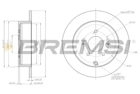 Тормозной диск зад. outlender ii/4007/4008 06- (302x10) Bremsi CD7737S