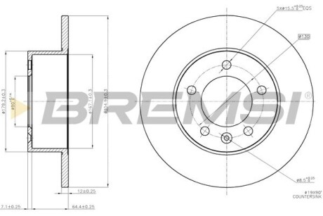 Тормозной диск зад. master/movano 10- (305x12) Bremsi CD7975S