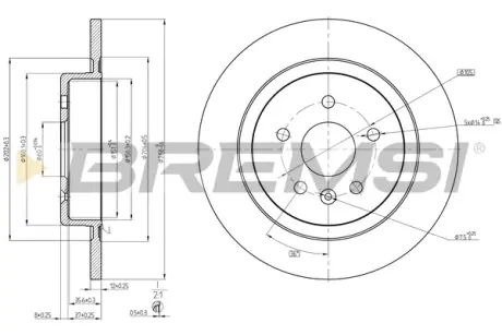 Гальмівний диск зад. ASTRA K 1.0-1.6 15-22 (288x12mm) Bremsi CD8425S