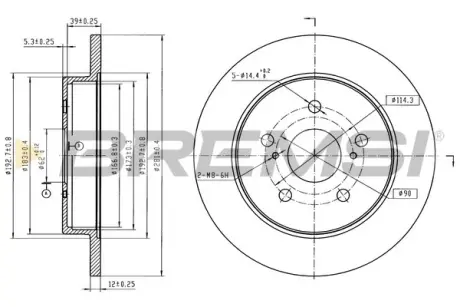 Гальмівний диск зад. Toyota RAV 4 18- Bremsi CD8643S