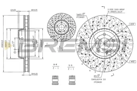 Гальмівний диск зад. TESLA MODEL S 12-16 (365x28mm) Bremsi CD9014V
