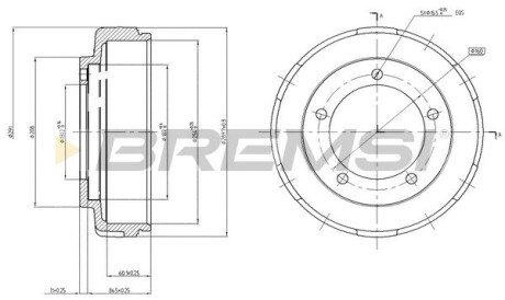 Тормозной барабан transit v-184 r15 00- Bremsi CR5647