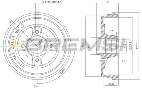 Тормозной барабан clio iii/modus 04- Bremsi CR5652