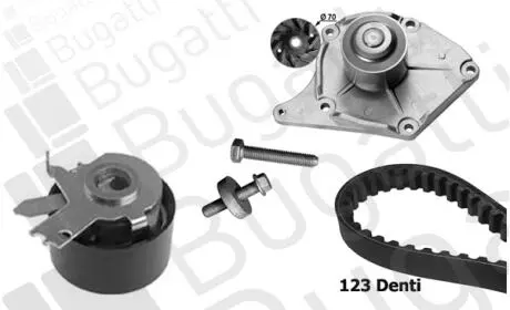 Комплект ГРМ (+помпа), (ремінь CD0251) 1.5dCi Micra III/Kubistar/Almera II 03- Bugatti KBU10011B