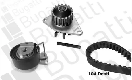 CITROEN К-т ГРМ (помпа+ремень 104 зубца +ролик) Berlingo 1,4 96- Bugatti KBU10012B