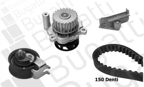 VW К-кт ГРМ (помпа+ ремень+ ролик+ натяж) GOLF IV 1.8 97-, AUDI A3 1.8 96- Bugatti KBU5113B