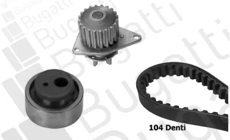CITROEN К-кт ГРМ (помпа + ролик + ремень) AX/BX/Saxo/Berlingo 1,0-1,4 Bugatti KBU5504A