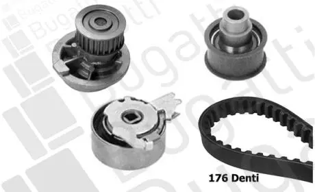 OPEL К-кт ГРМ (помпа + 2 ролика + ремень) ASTRA G 1.7 98- Bugatti KBU7202A