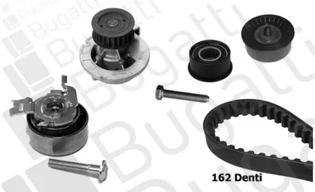 OPEL К-кт ГРМ (помпа + ремень + 3 ролика + крепеж) Astra G/H 1.8, CHEVROLET Lacetti 1.8 Bugatti KBU7213B