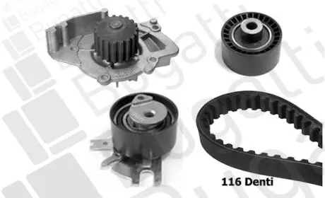 FIAT К-т ГРМ (помпа+ремень+2 ролика) Scudo 2.0 HDI 07-, CITROEN Jumpy 2.0HDI, FORD Bugatti KBU7409A