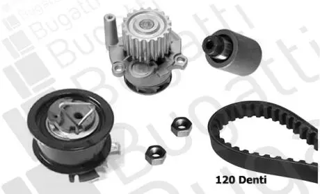 VW К-кт ГРМ (помпа + 2 ролика+ ремень) Polo 1,4-1,9TDI 01-, SKODA Fabia 1,9TDI Bugatti KBU8712B