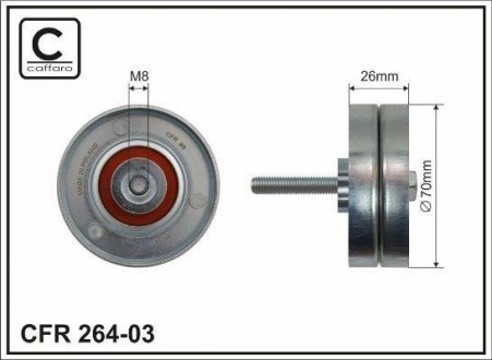 70x8x26 metal Ролик паска приводного Mazda 3, 6, MPV/MX5, CX-7 1.8/2.0/2.3/2.5 02- CAFFARO 264-03 (фото 1)