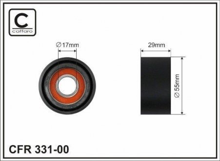 55x17x29 Ролик паска приводного BMW 1 (E81,E82/E87/E88), 3 (E90/E91/E92/E93), 5 (E60/E61), 7 (F01, F02), X3 (E83) 2.0D/3.0D 09.04- CAFFARO 331-00 (фото 1)