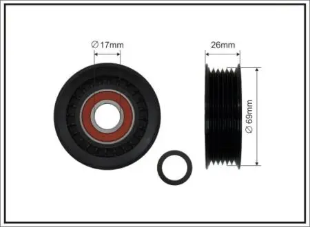 Ролик натяж. гладкий, 2.8tdi 116kw CAFFARO 84-91