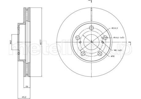 TOYOTA гальмівний диск передн.Auris 12-,Corolla 13- CIFAM 800-1523C