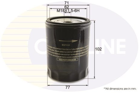 - Фільтр оливи (аналогWL7087/OC81) Comline EOF035 (фото 1)