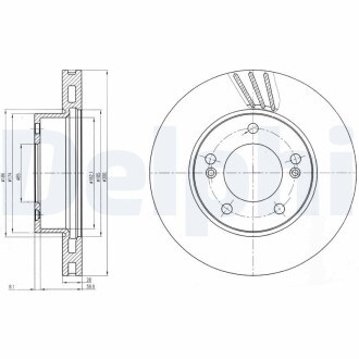 SSANGYONG Диск гальмівний передн.RODIUS I 05- Delphi BG4207