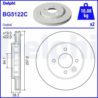 MG Гальмівний диск передн. 3 CROSS Delphi BG5122C