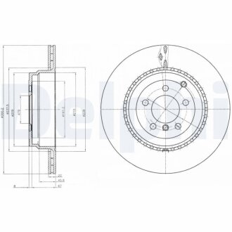 LAND ROVER Гальмівний диск задн. RANGE ROVER III (L322) 4.4 D, 5.0 09- Delphi BG9080C